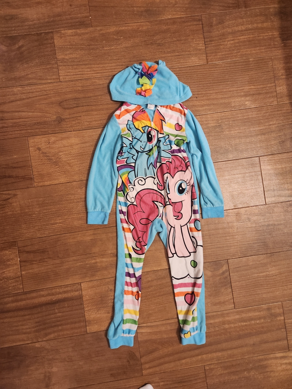 My Little Pony Blue & Multi-Color Hooded One-Piece Pajamas for Kids